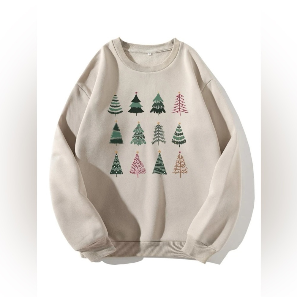 SHEIN Cream Holiday Tree Sweater